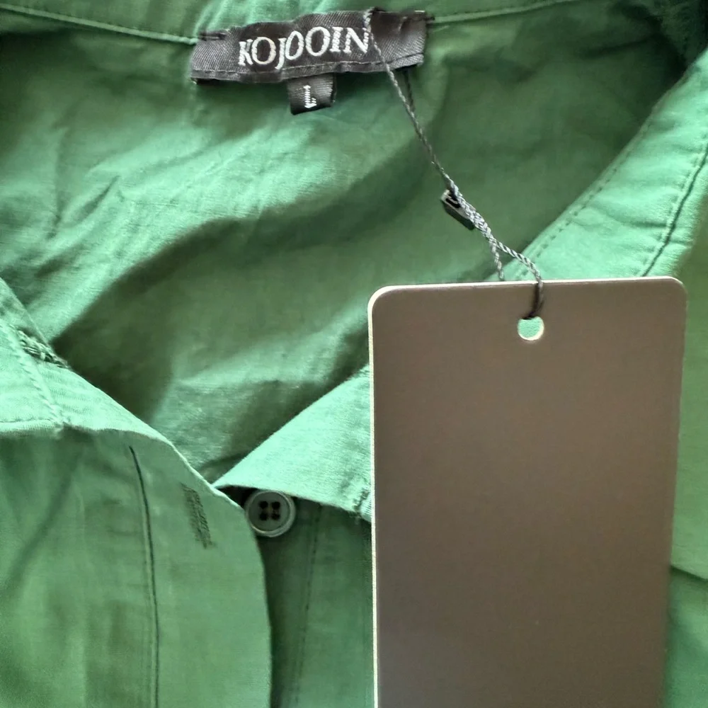 Kojooin Army Green Romper with Ruffled Hem and Collared Neckline - Picture 11 of 11